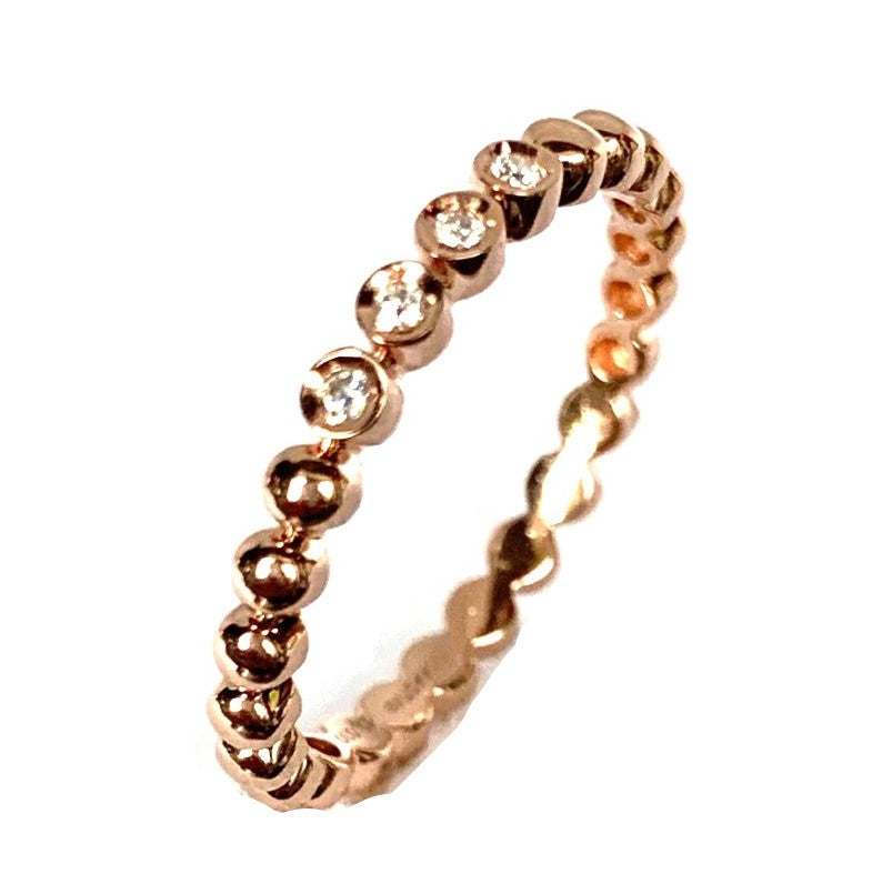 14K Beaded Gold Diamond Wedding, Fashion, Stack Ring SR35332D