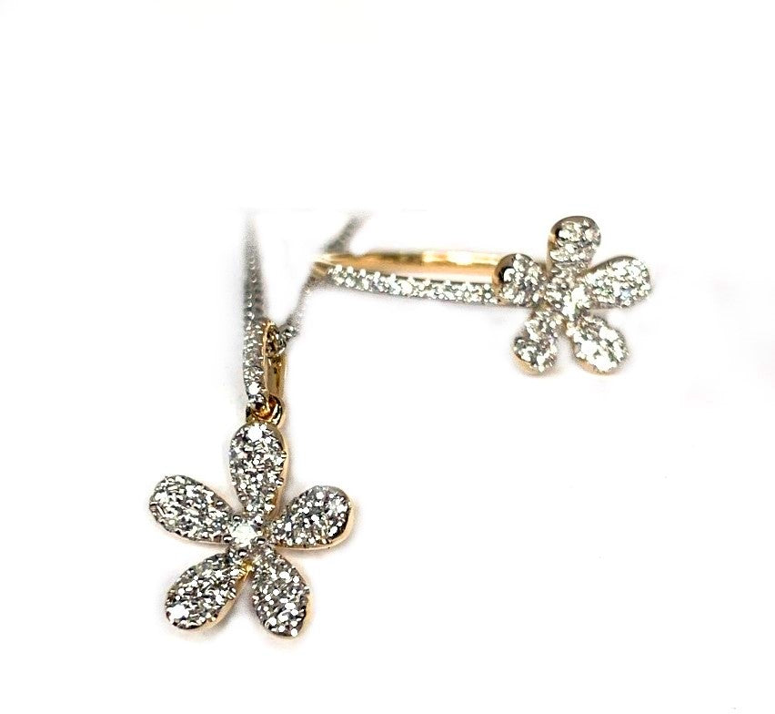 14k gold pave flower fashion ring MR47672