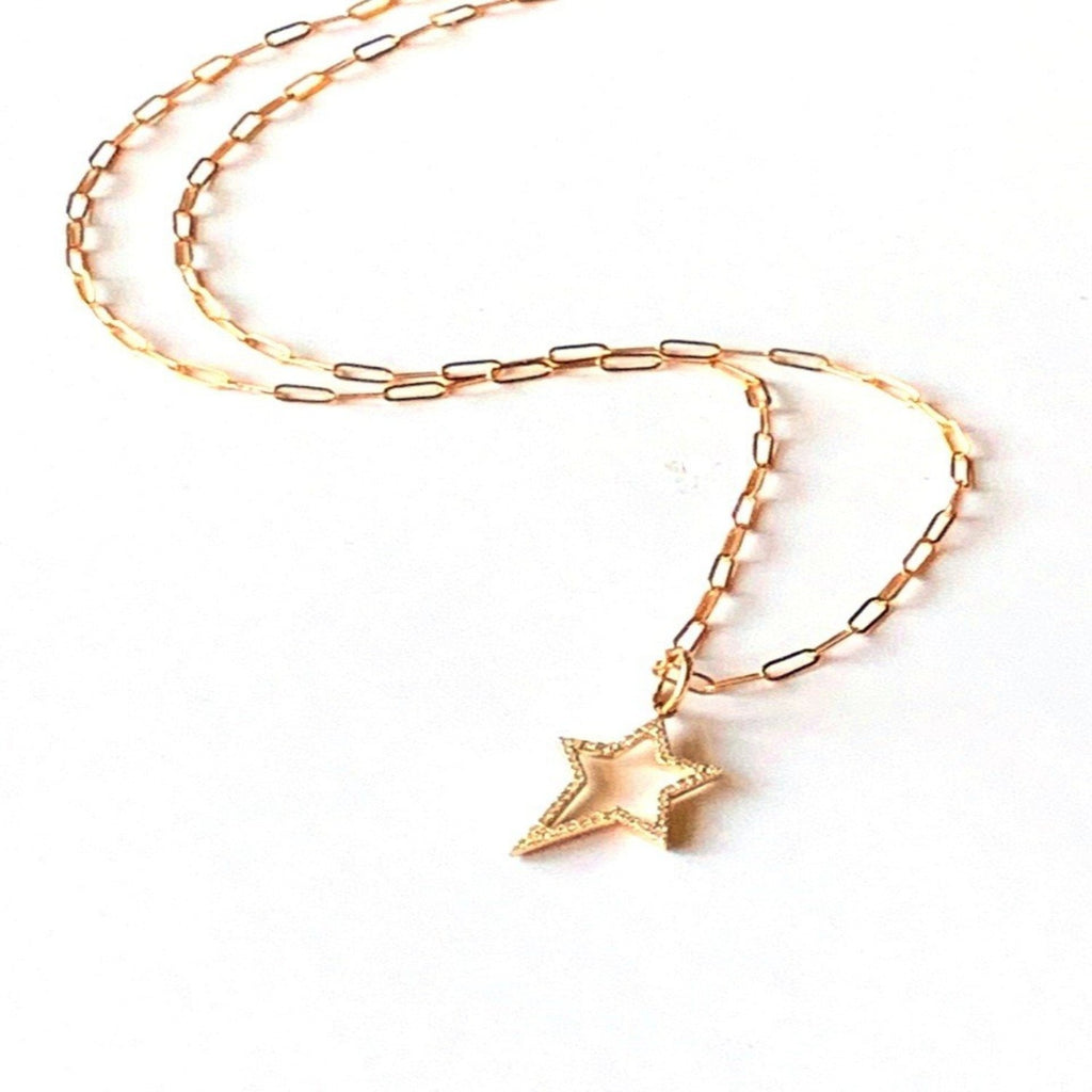 14k gold open star charm pendant MP45663