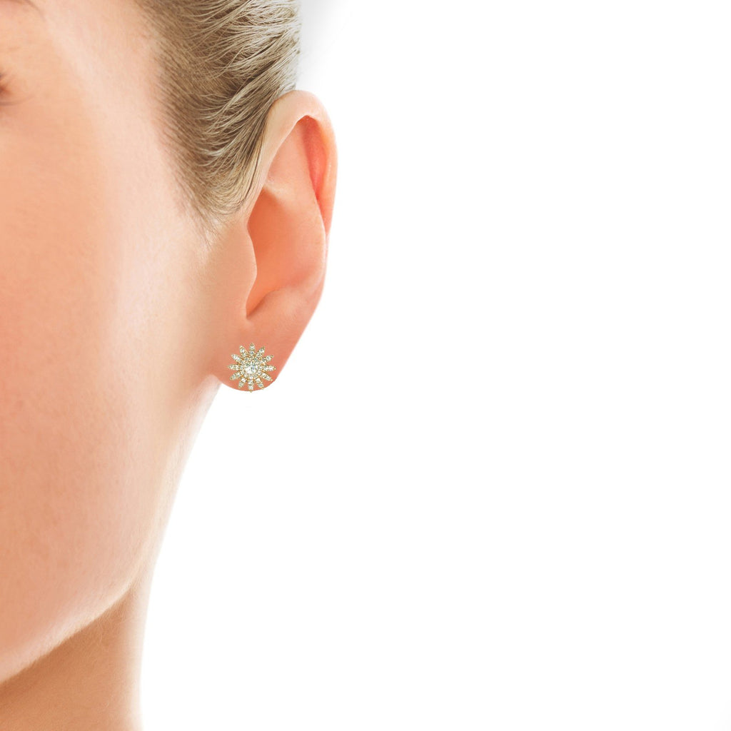 14K Star Burst Diamond Stud Earring 554894
