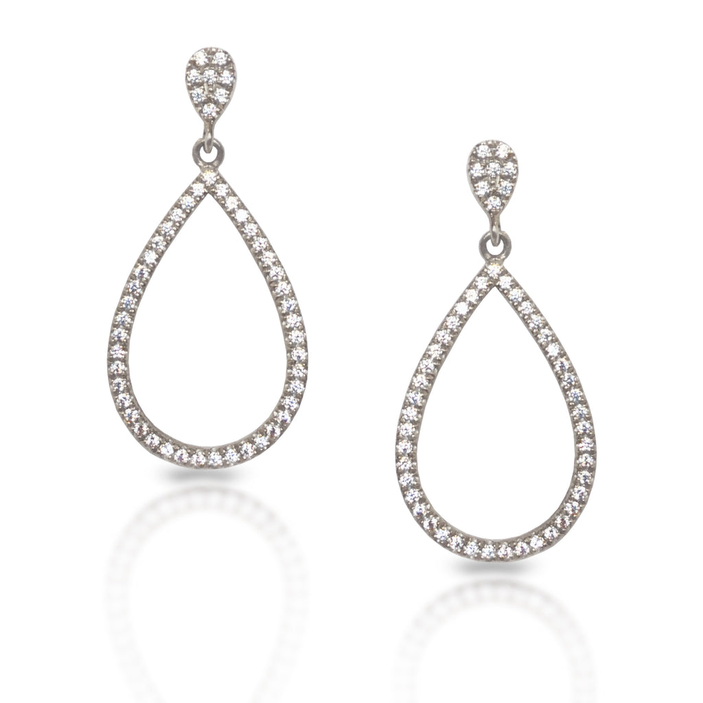 14K Gold Open Teardrop Diamond Dangle Earrings AJE1174
