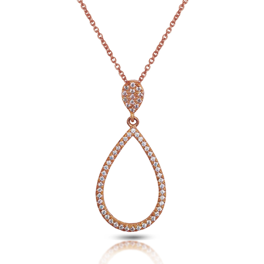 14K Open Face Drop Pave Diamond Pendant AJP1217