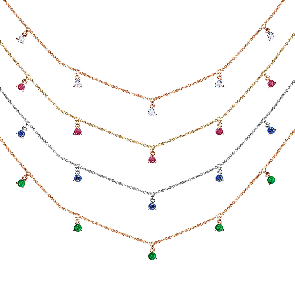 14k Hanging SAPPHIRE station necklace MN44917S