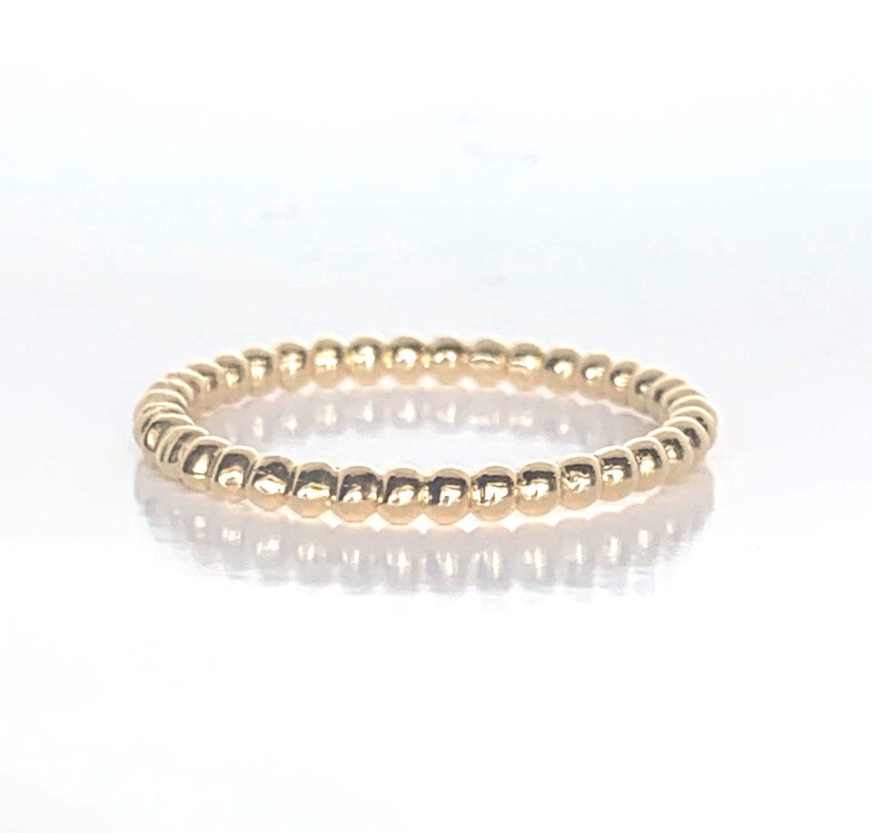 14k gold bead wedding band stack ring SRBEAD