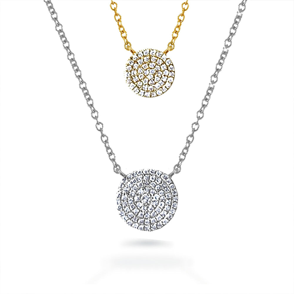 14k Pave round diamond disc necklace MN26079