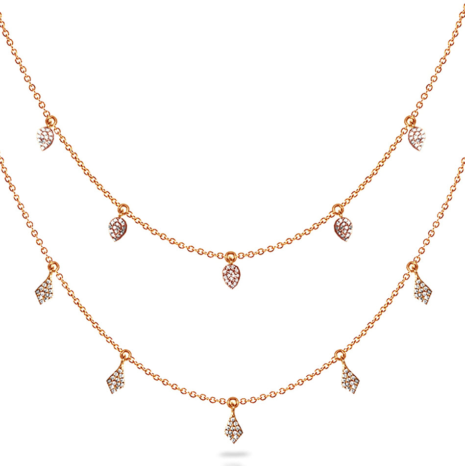 14k Pave drop charm diamond necklace MN71516