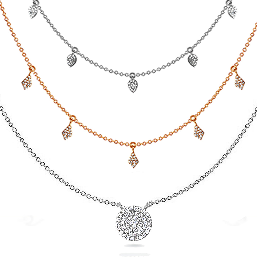 14k Pave drop charm diamond necklace MN71516