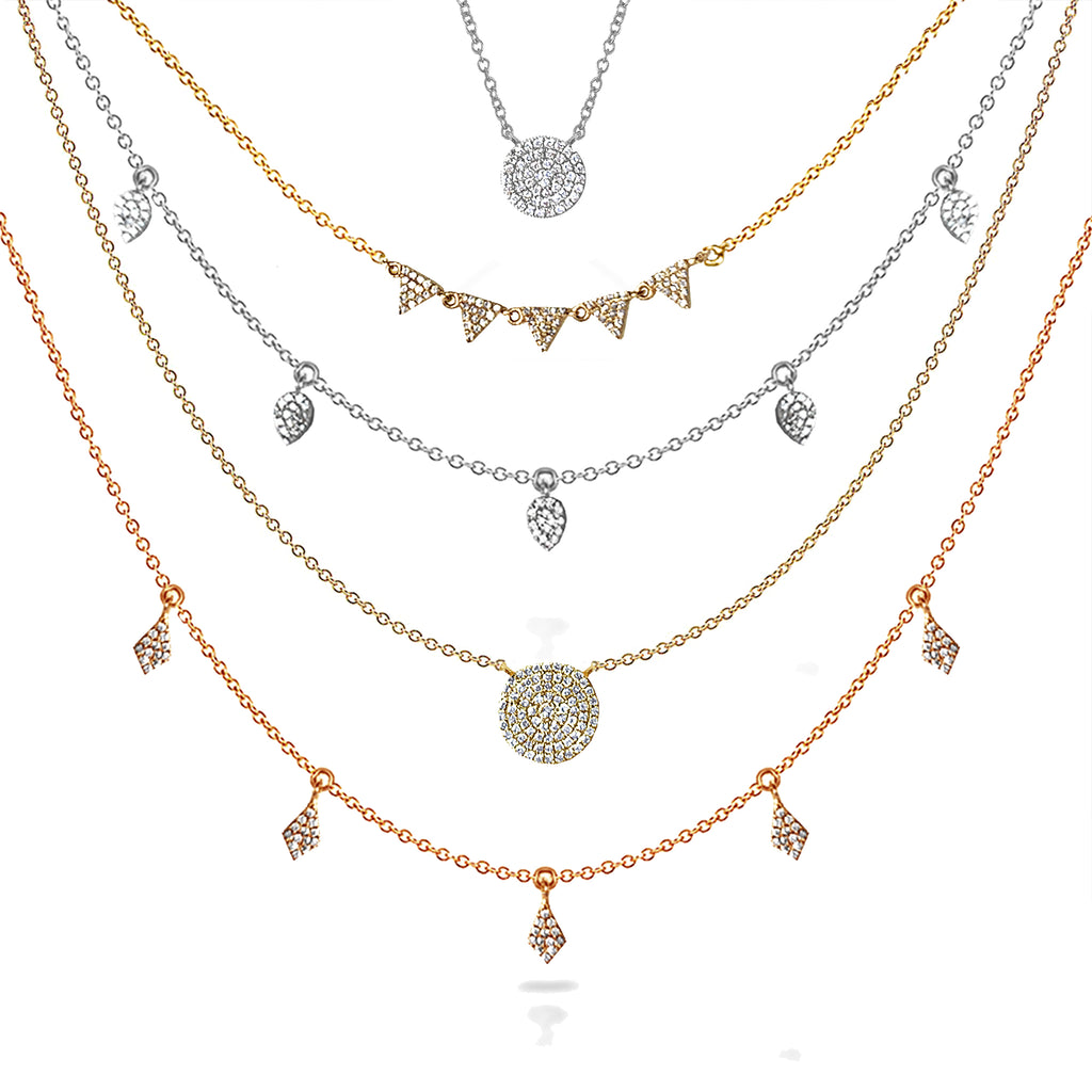 14k Pave drop charm diamond necklace MN71516