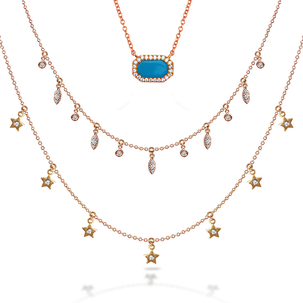 14k Gold Dew Drop Diamond By The Yard Necklace MN44912