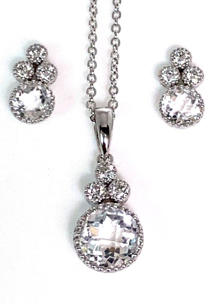 14k gold pink white topaz & diamond pendant MP45626WT