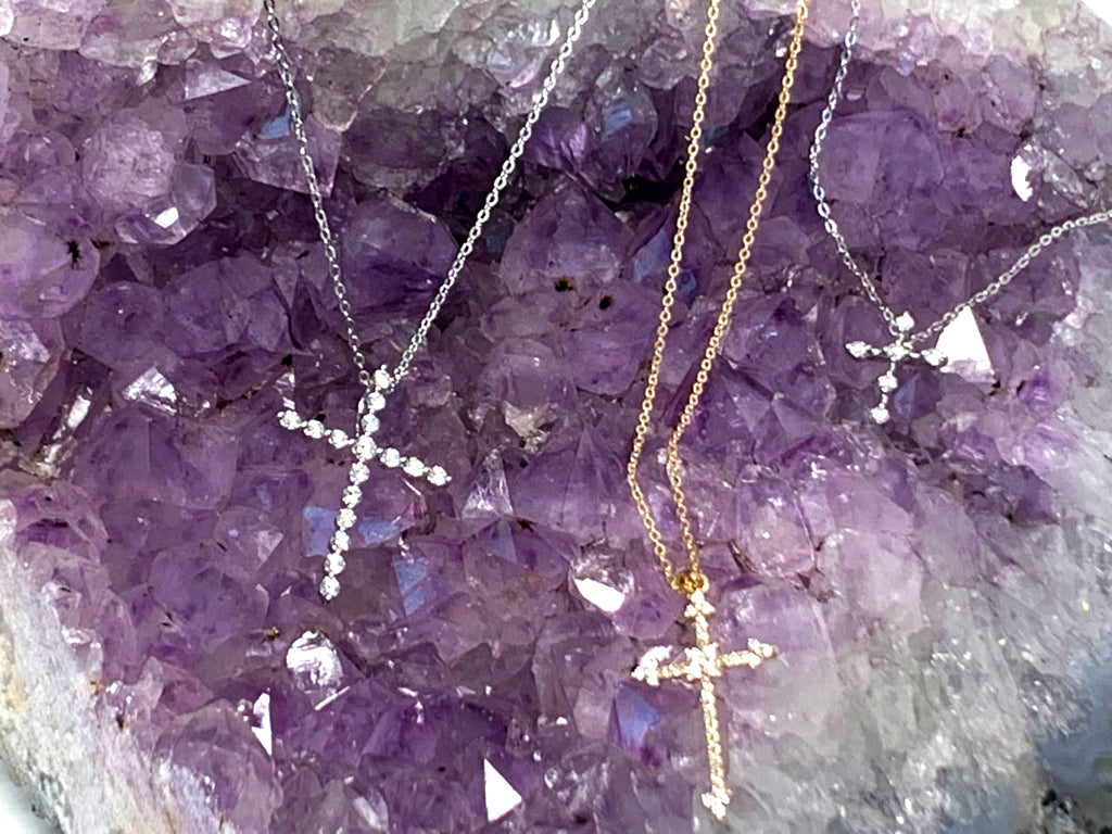 14K Gold Diamond Cross Pendant P23685