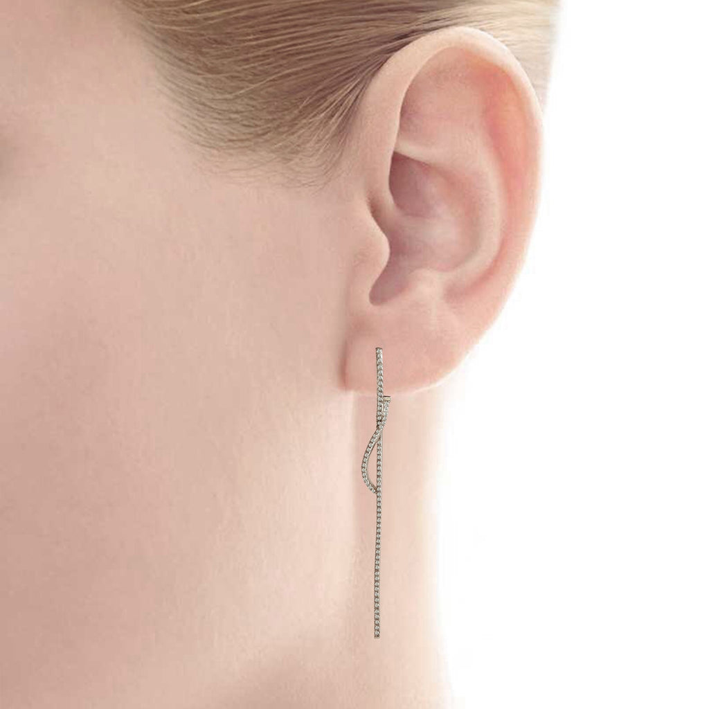 14K Wave Wrap Diamond Dangle Earrings E662