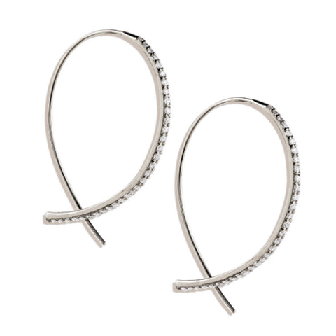 14K Half Hoop Diamond Wire Dangle Earrings E696