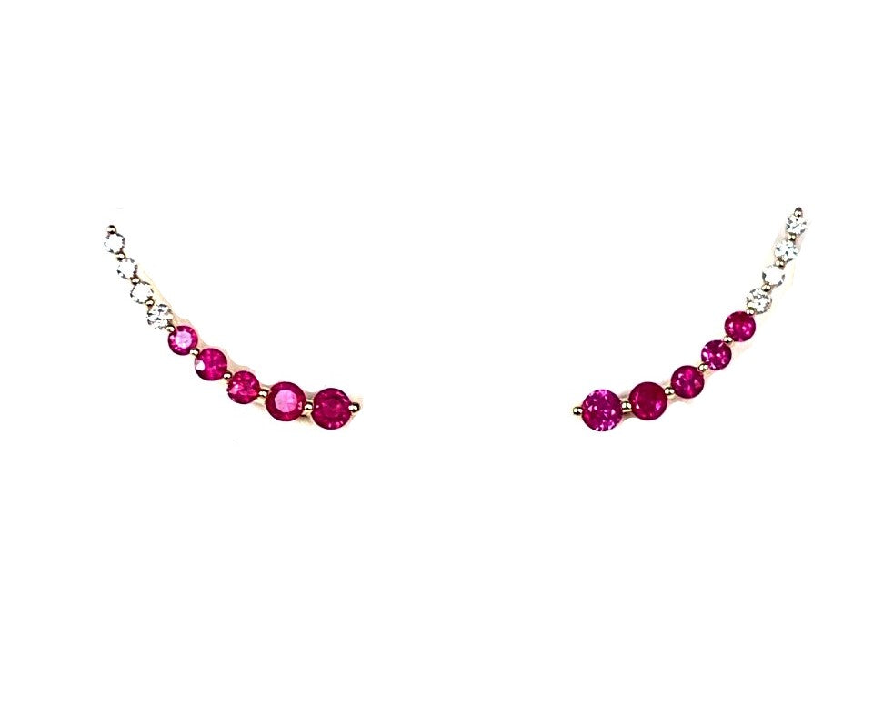 14K ruby and diamond ear climber ME27554R