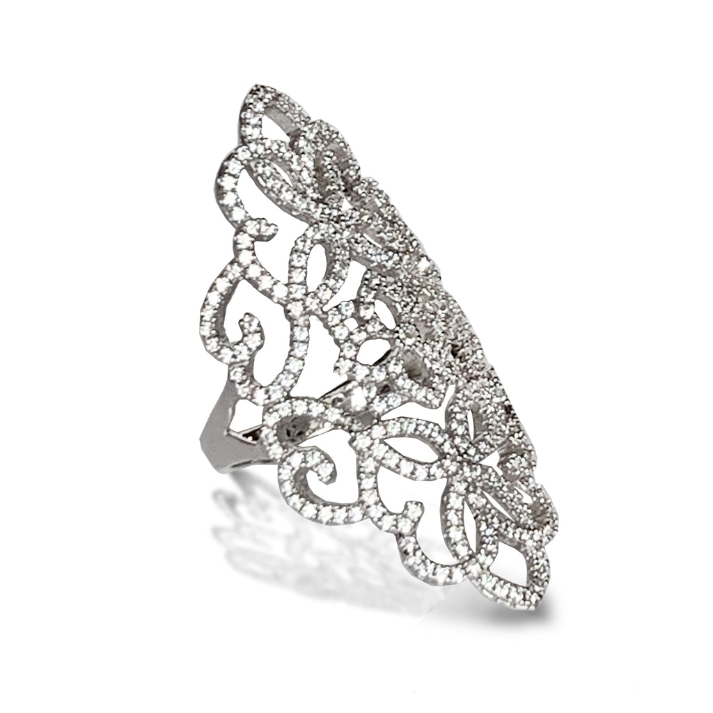 Anillo de moda de diamantes únicos en oro de 14k FR254