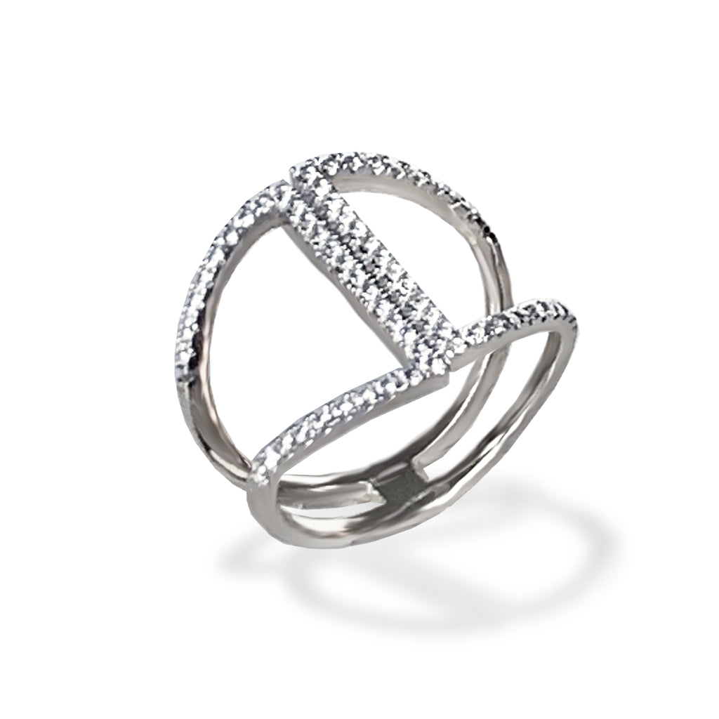 Anillo de moda con barra de diamantes en oro de 14k FR262