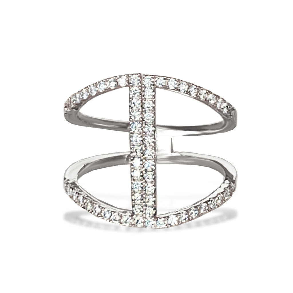 Anillo de moda con barra de diamantes en oro de 14k FR262