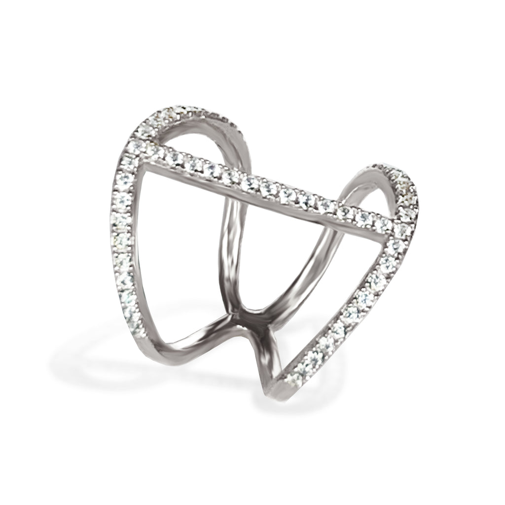 Anillo de moda con barra de diamantes en oro de 14k FR268