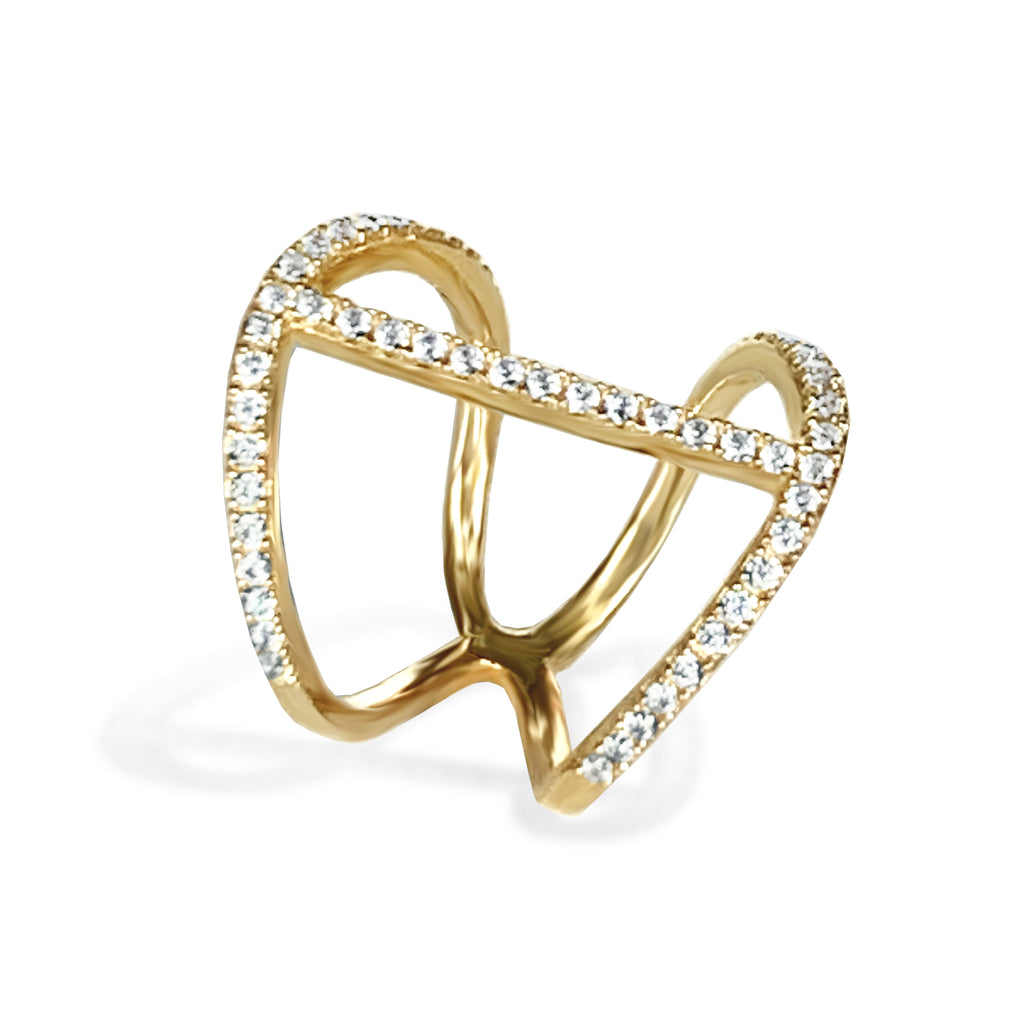 Anillo de moda con barra de diamantes en oro de 14k FR268