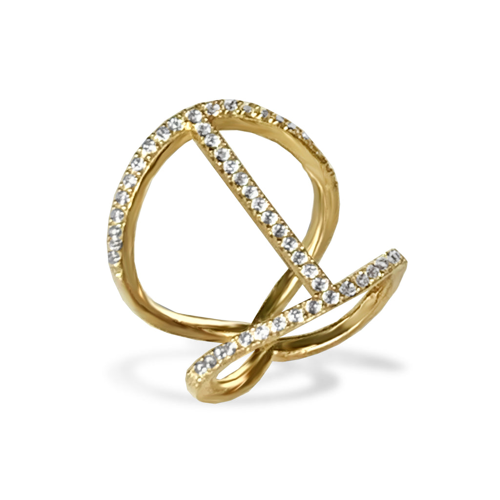 Anillo de moda con barra de diamantes en oro de 14k FR268