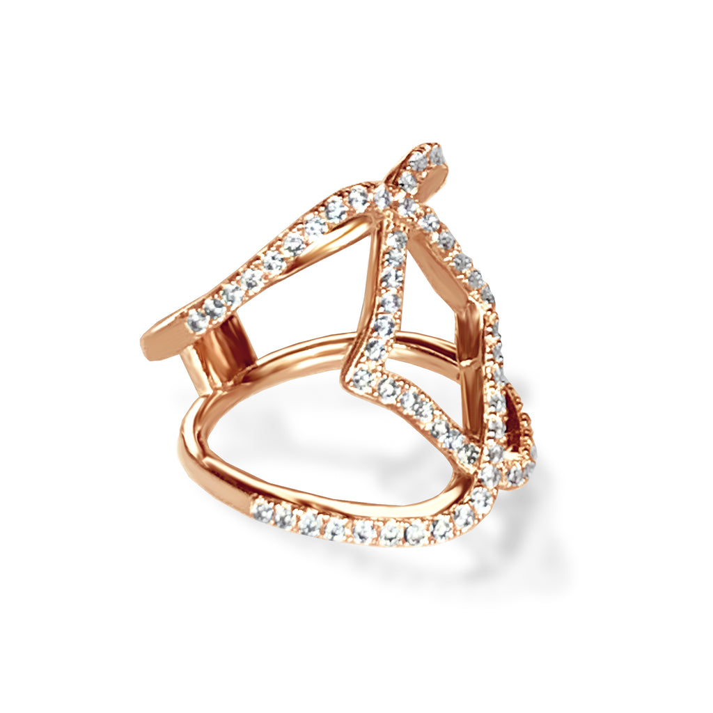 Anillo de moda con diamantes de oro de 14k FR269