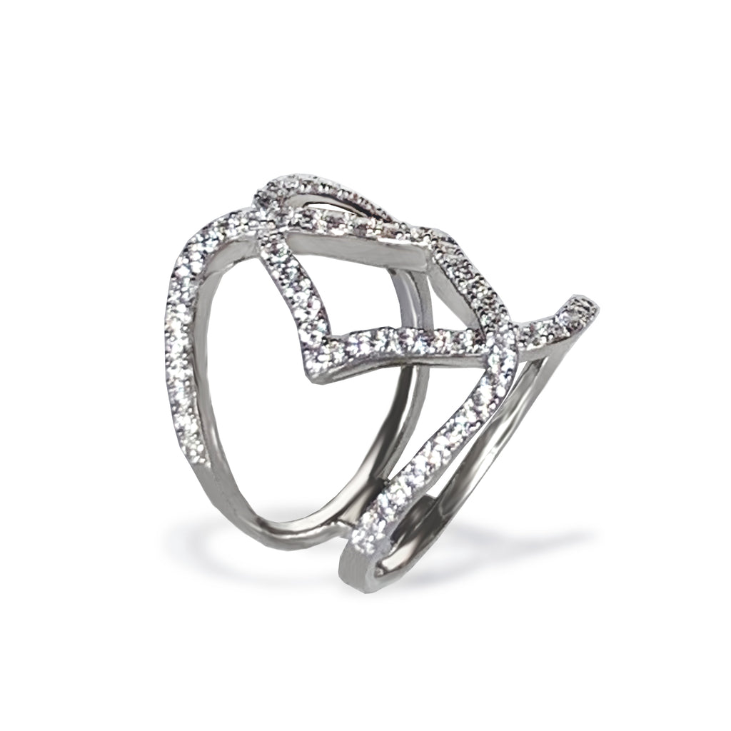 Anillo de moda con diamantes de oro de 14k FR269