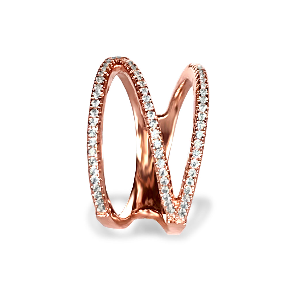 Anillo de moda con diamantes de oro de 14k FR272