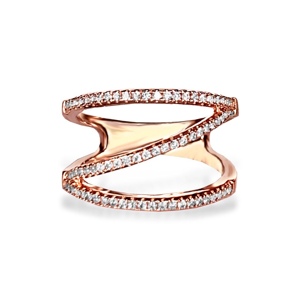 Anillo de moda con diamantes de oro de 14k FR272