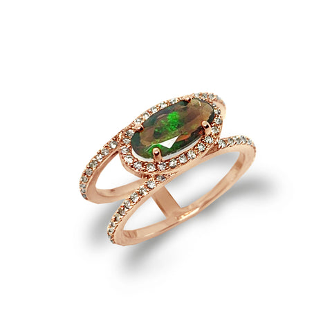 14k gold diamond trillion opal fashion ring MR31660