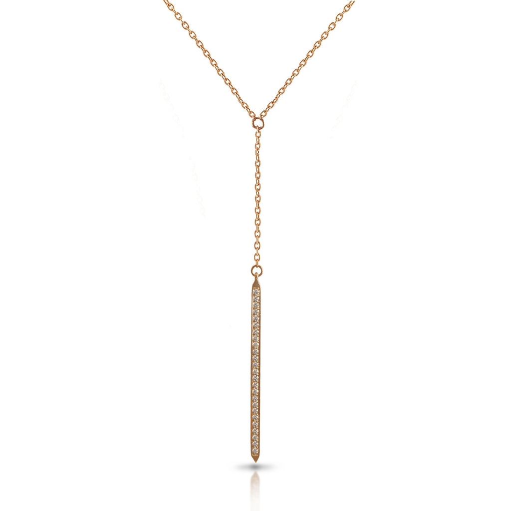 14K Gold Diamond Bar Lariat Necklace LAR02A