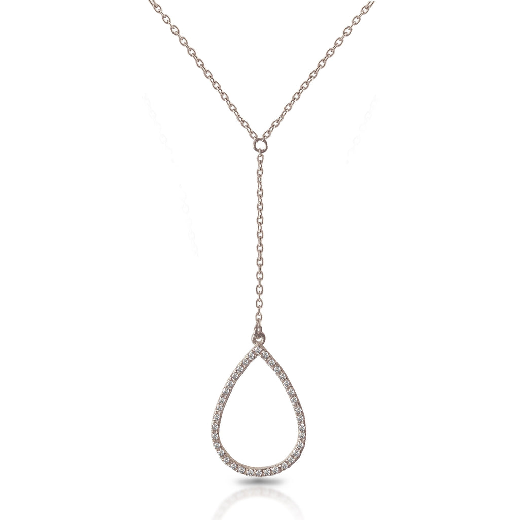 14K Gold Open Drop Diamond Lariat " Y " Necklace LAR04A