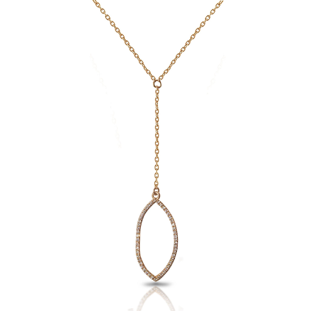 14K Gold Diamond Leaf Lariat " Y " Necklace LAR05A