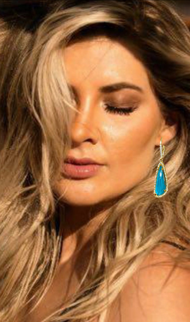 14k trillion turquoise & diamond doublet earrings ME25308TQ