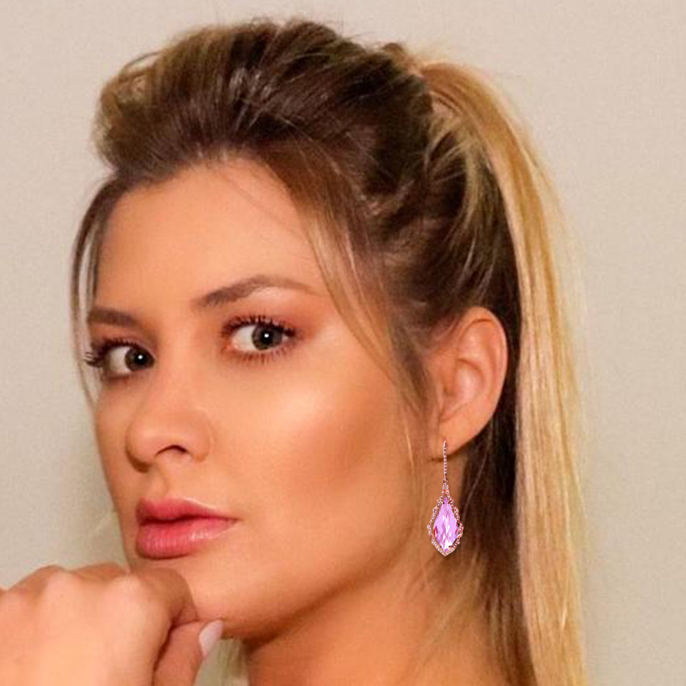 14K Pink Amethyst & Diamond Ornate Earrings ME1331AM