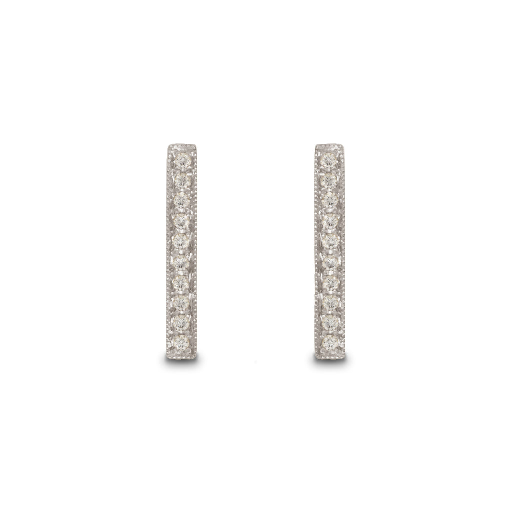 14K Gold Medium Diamond Pave Bar Stud Earrings ME2157
