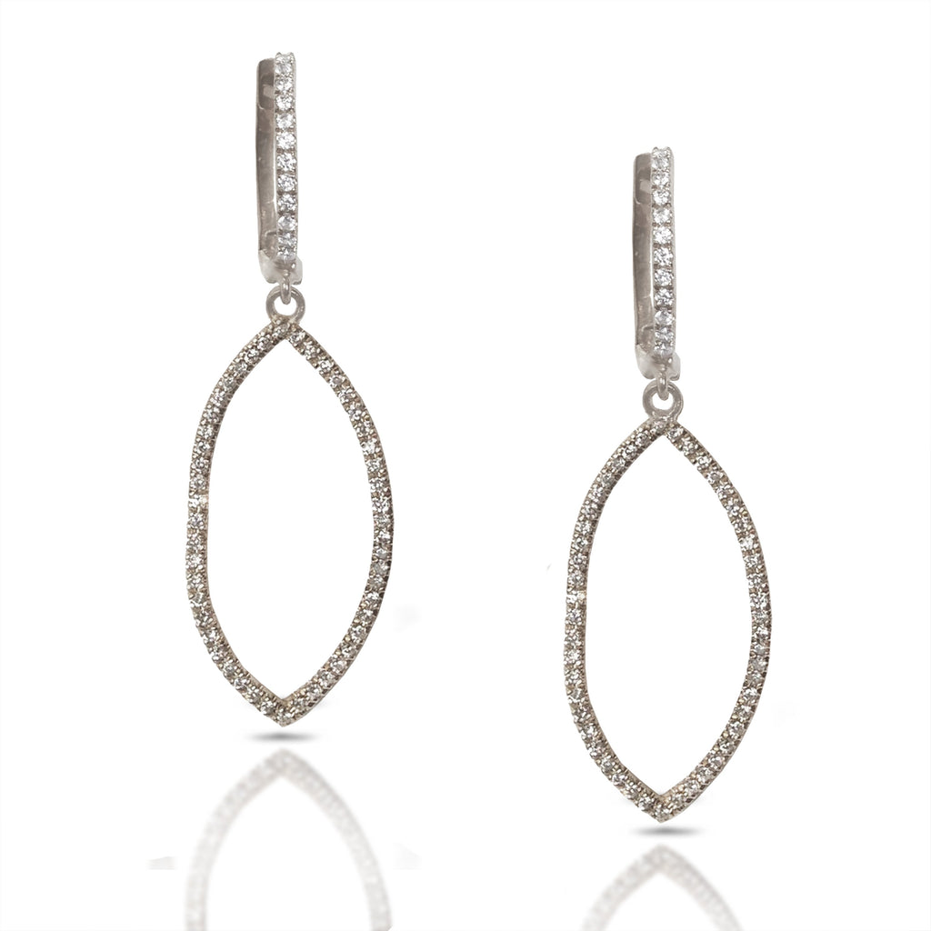 14K Leaf Diamond Dangle Hoop Earrings ME21642