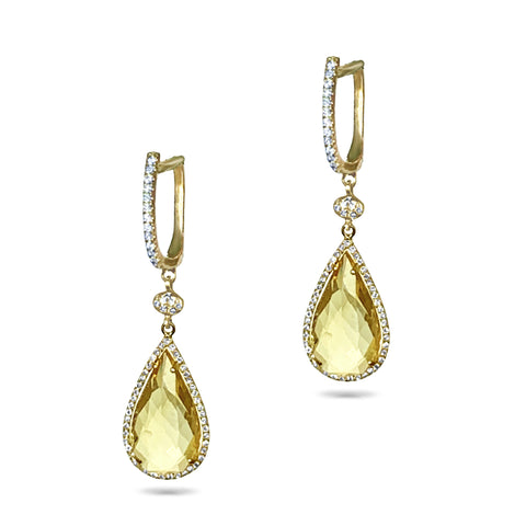 14k gold art deco opal and diamond dangle earrings ME26197OP
