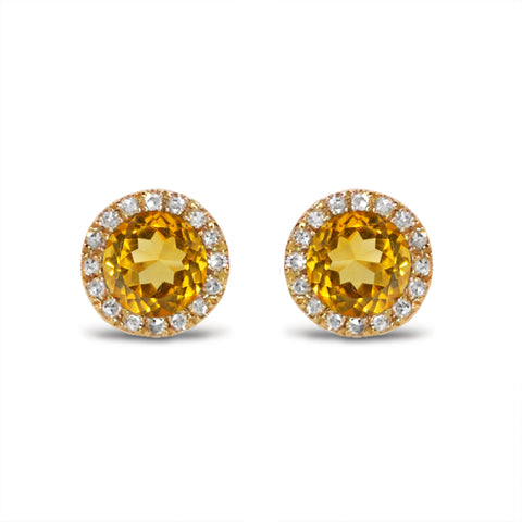 14K gold blue topaz & diamond stud fashion earrings ME45624BT