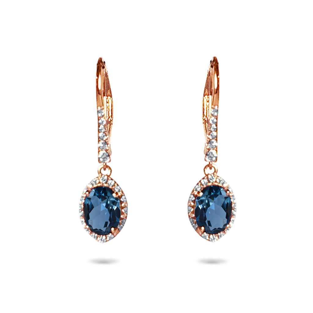 14k Oval London Blue Topaz & Diamond Earrings ME2286