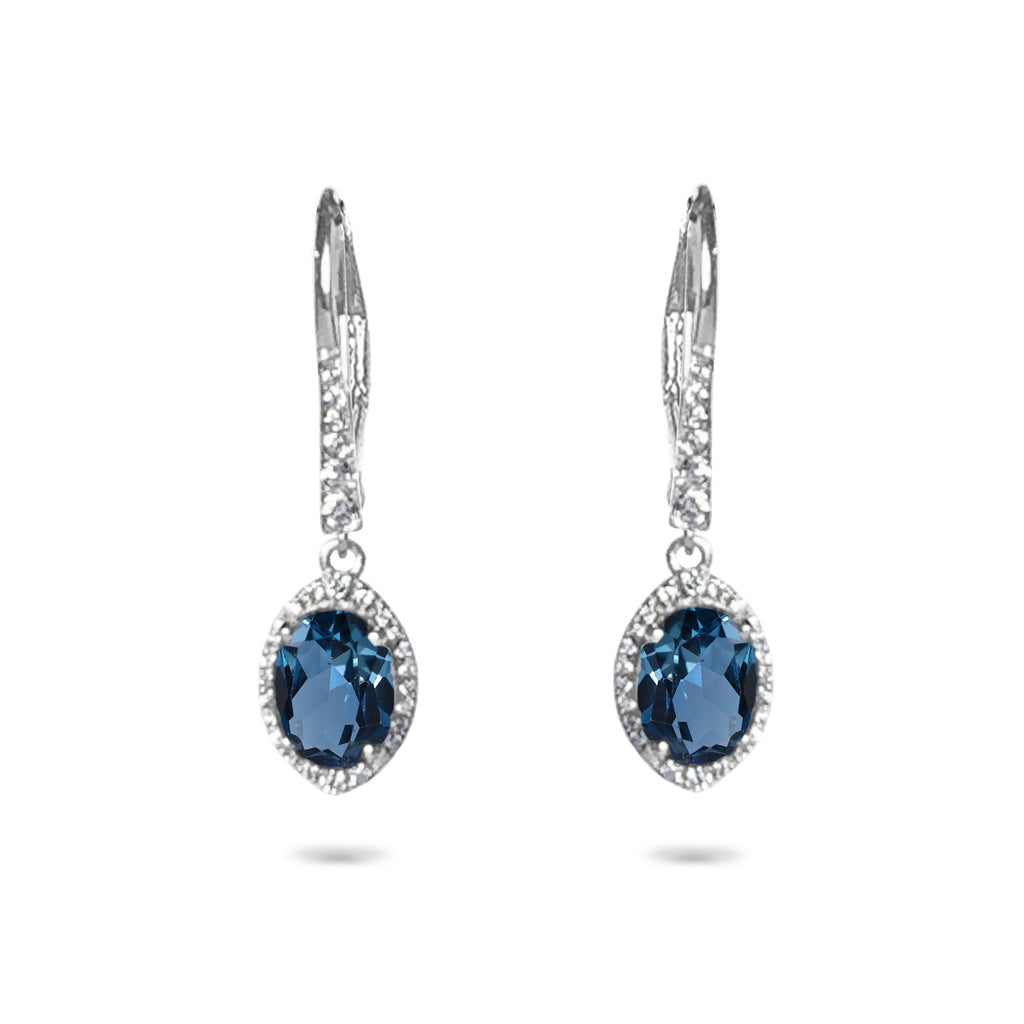 14k Oval London Blue Topaz & Diamond Earrings ME2286