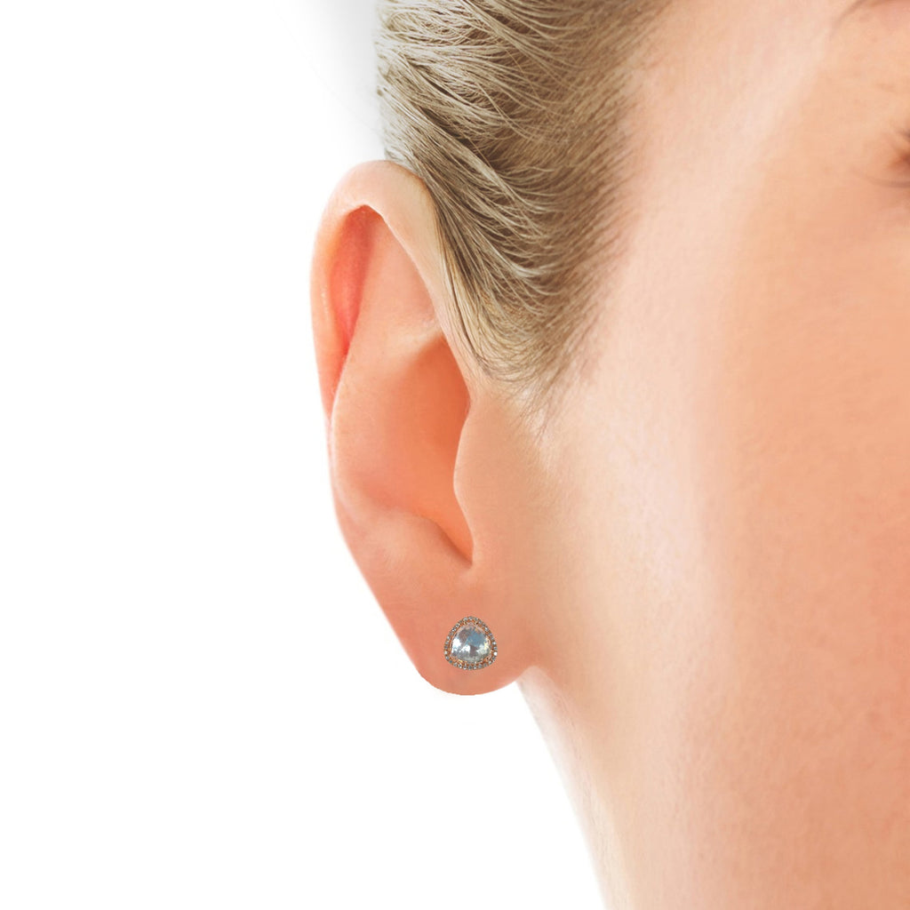 14K Trillion White Topaz Diamond Stud Earrings ME2299