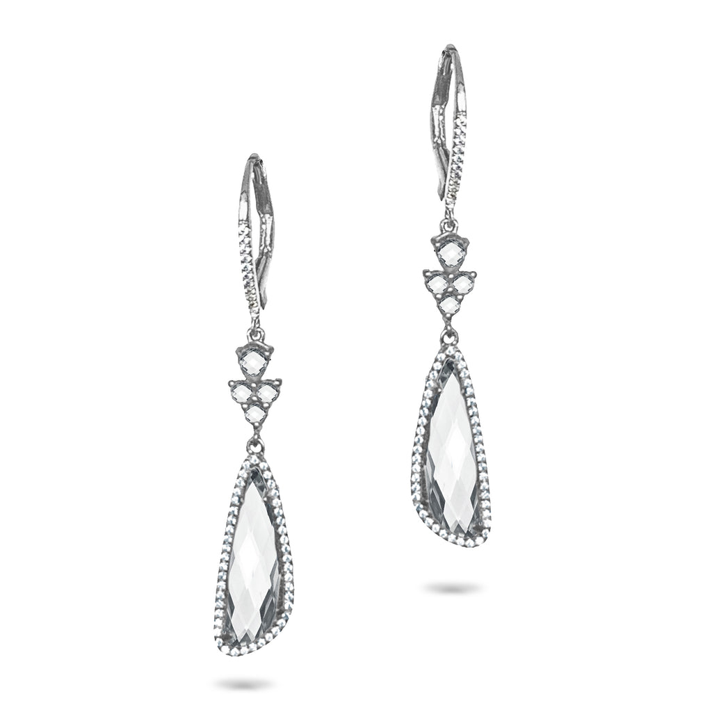 14k Trapezoid Pink Amethyst Diamond Dangle Earrings ME23745