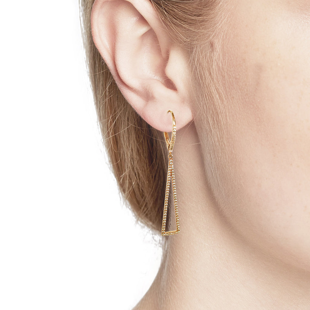 14K Irregular Triangle Dangle Diamond Earrings ME23755