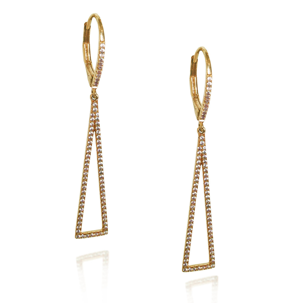 14K Irregular Triangle Dangle Diamond Earrings ME23755