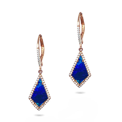 14k gold art deco opal and diamond dangle earrings ME26197OP
