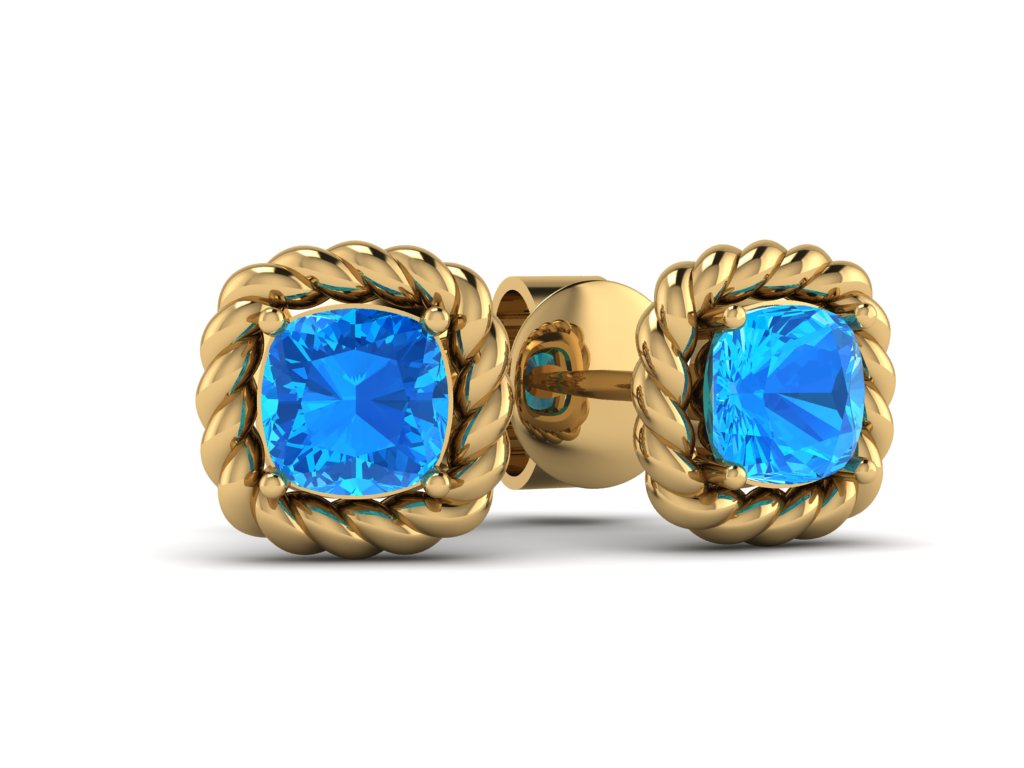 14k beaded gold swiss blue topaz fashion ring MR4988