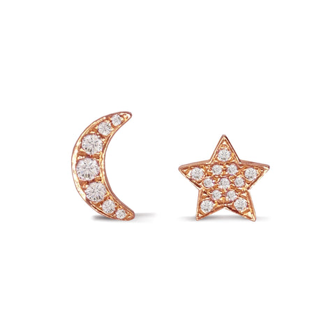 14K Moon & Star Diamond choker charm Necklace MP00024