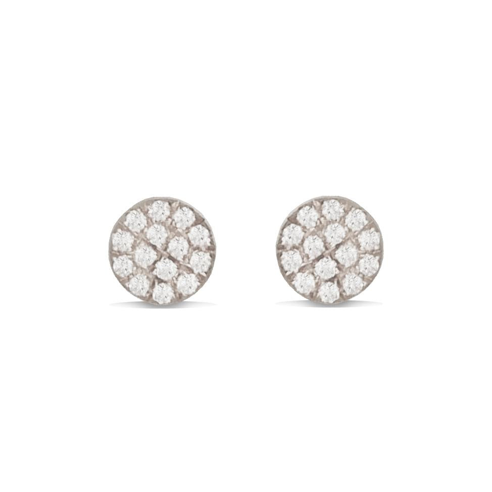 14K Small Pave Diamond Disc Stud Earrings ME24627