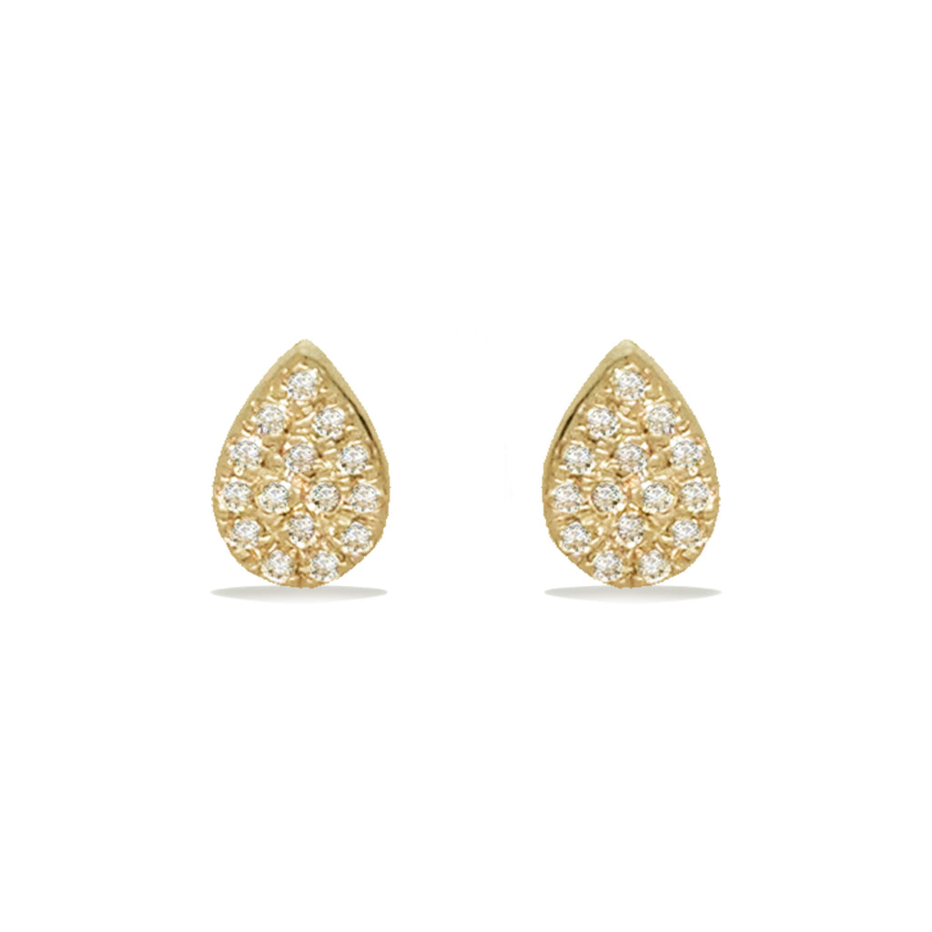 14K Gold Teardrop Pave Stud Diamond Earrings ME24633