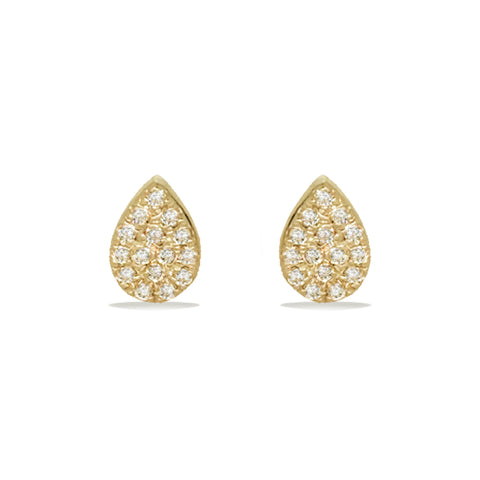14K Gold Diamond Shape Pave Disc Diamond Stud Earrings ME24839